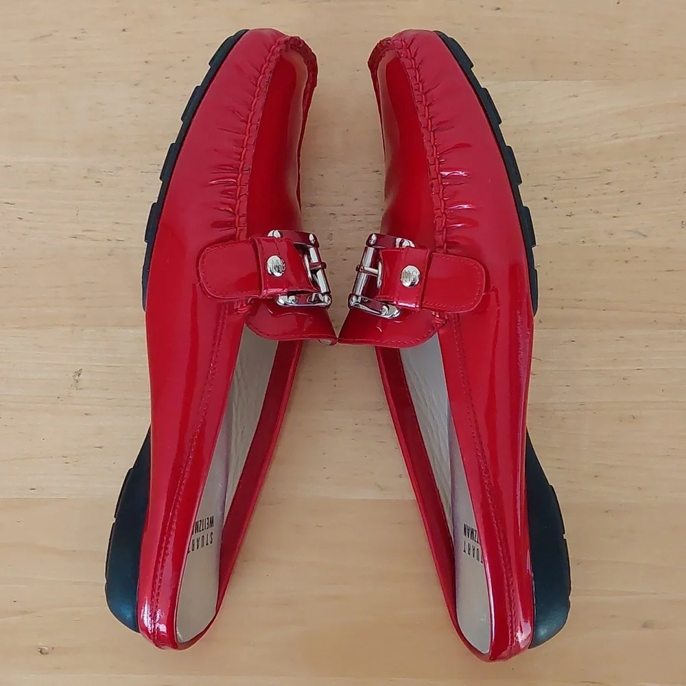 Stuart Weitzman Red Patent Leather Mules - Picture 8 of 15